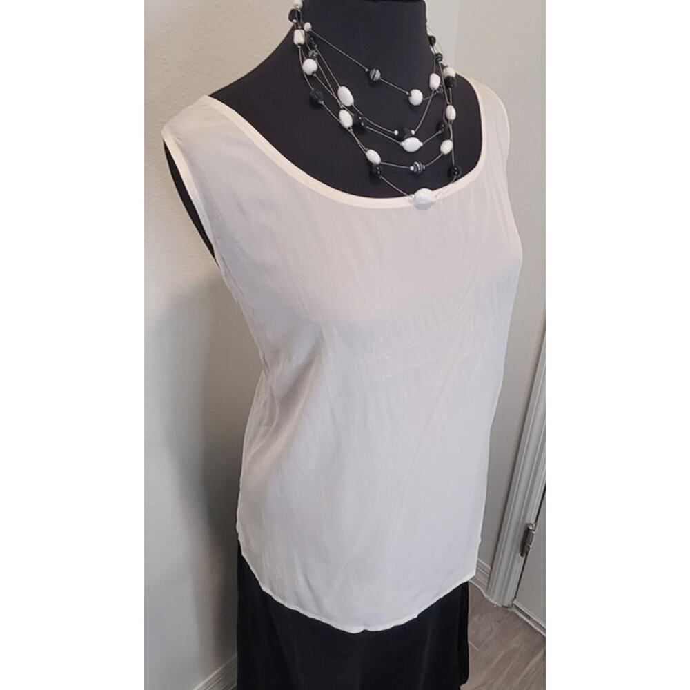 Aliki Yamani Ivory Silk Sleeveless Blouse XL Minimal Luxe Artsy Chic